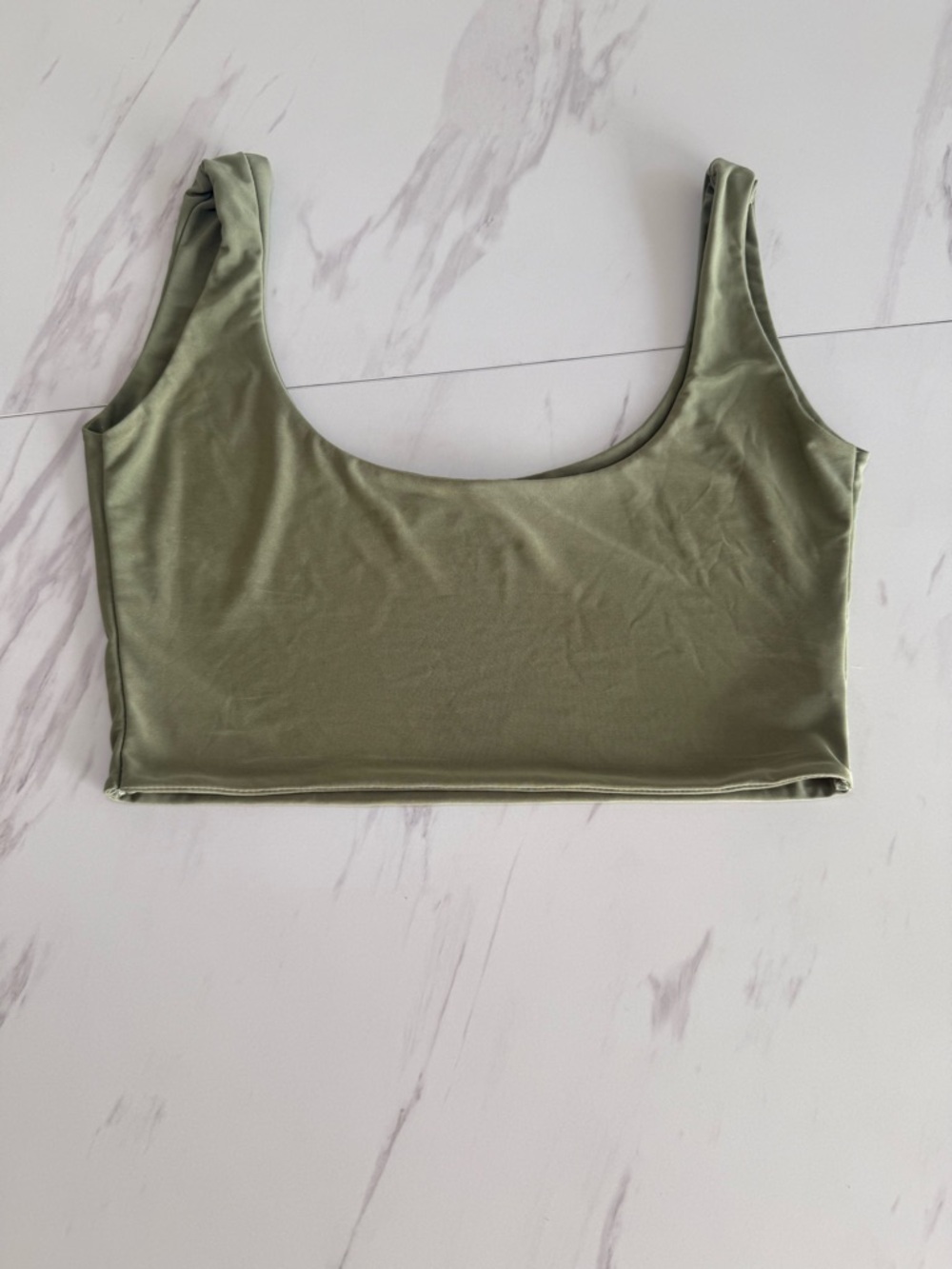PrettyLittleThing Olive Green Scoop Crop Top